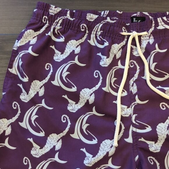 Roosevelt Del Mar Republic Swim Trunks Seahorse Dolphin Print - Picture 3 of 12